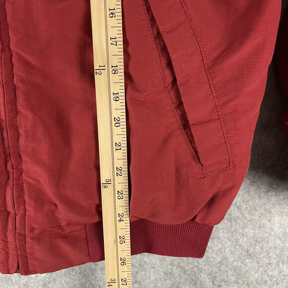 VTG J Crew Oarsman Bomber Jacket Mens Medium Red Fleece Lined Full Zip 90s USA - Picture 5 of 14